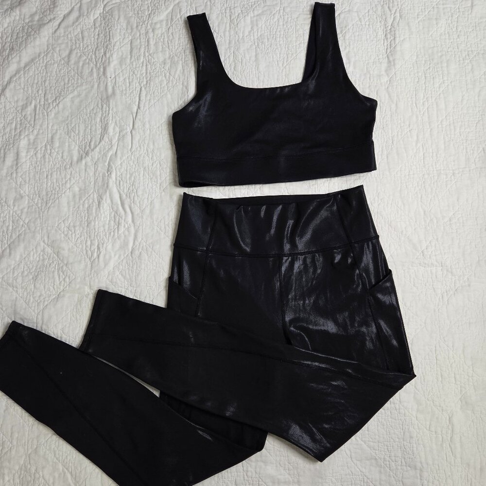 Fabletics Shiny Black Activewear Set, Including A… - image 1